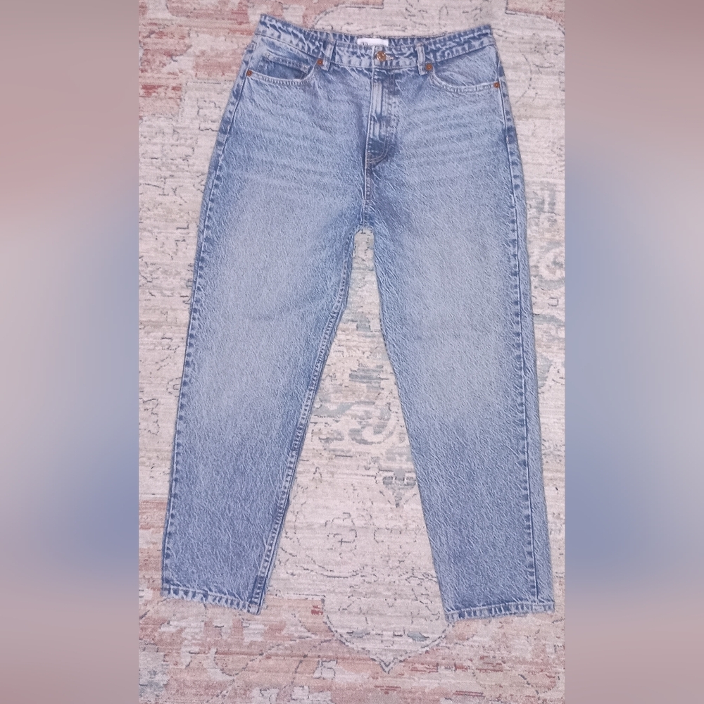 Zara High Waist Acid Washed 90's Style Jeans Size 12